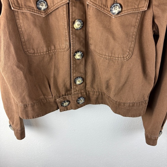 Free People brown Slouchy Denim Canvas crop jacket - Picture 8 of 10